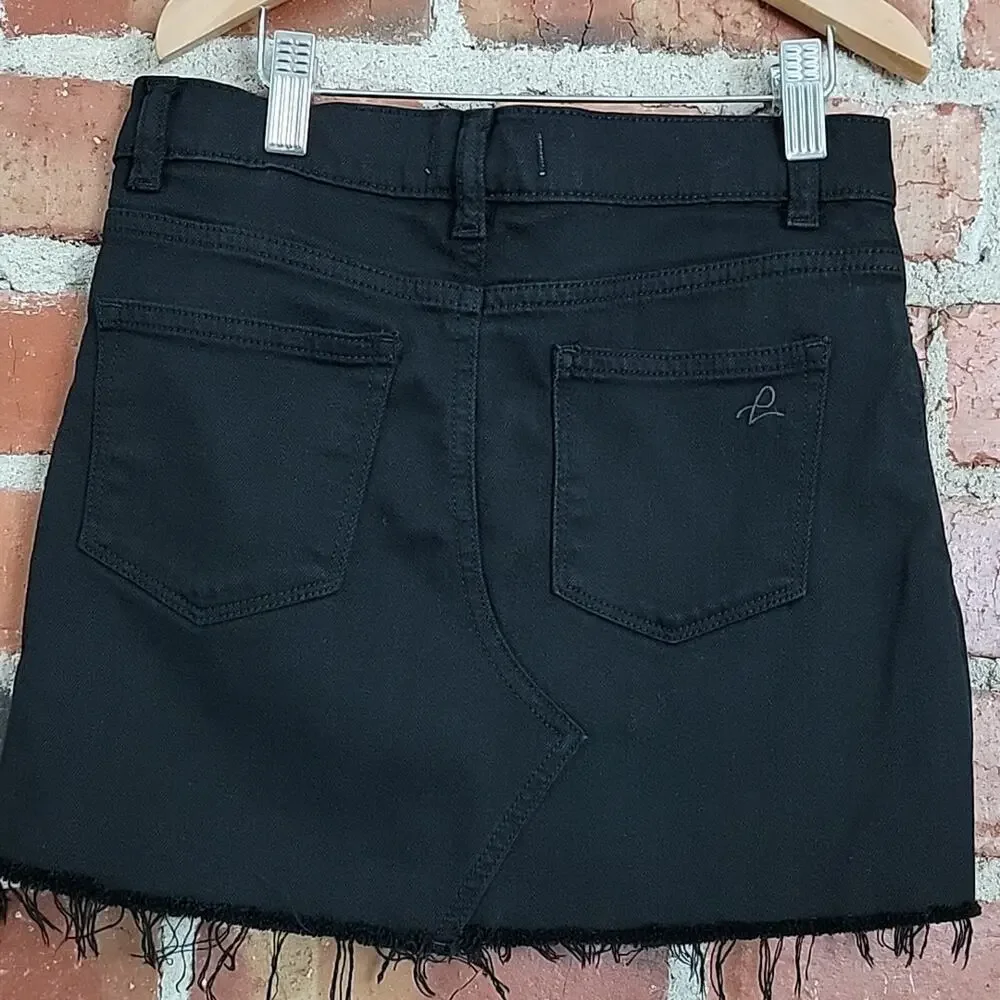 DL1961 Girls Denim‎ Jenny Mini Skirt in Black Jet Set Raw Hem 12